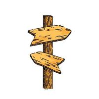freccia di legno cartello schizzo mano disegnato vettore