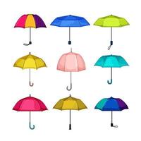 ombrello pioggia impostato cartone animato vettore illustrazione