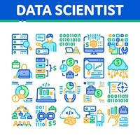 dati scienziato lavoratore collezione icone impostato vettore