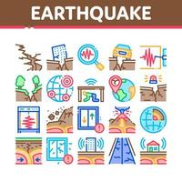 terremoto disastro collezione icone impostato vettore