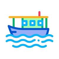 acqua yacht in mezzo di mare icona vettore schema illustrazione