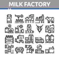 latte fabbrica Prodotto collezione icone impostato vettore