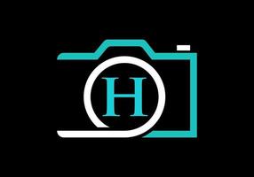 lettera h fotografia logo design. telecamera logo design ispirazione fotografia modello vettore