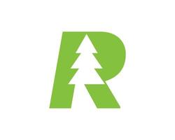 lettera r pino albero logo design vettore