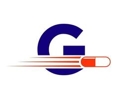 lettera g medicina logo con medicina pillola o capsula simbolo vettore