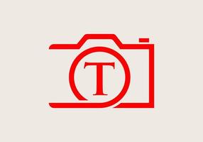 lettera t fotografia logo design. telecamera logo design ispirazione fotografia modello vettore