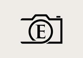 lettera e fotografia logo design. telecamera logo design ispirazione fotografia modello vettore