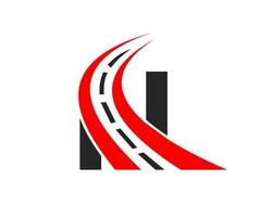 trasporto logo con n lettera concetto. strada logo design modello vettore