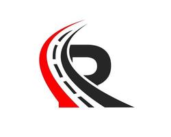 trasporto logo con r lettera concetto. strada logo design modello vettore