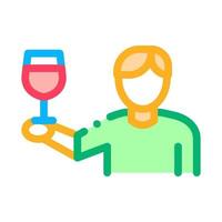 vino bevitore icona vettore schema illustrazione