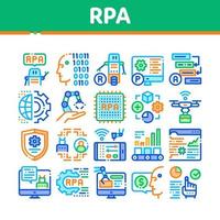 RPA robotica processi automazione icone impostato vettore