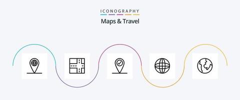 mappe e viaggio linea 5 icona imballare Compreso . mondo. vettore