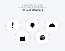 di base ui elementi glifo icona imballare 5 icona design. nuvoloso. dati. Pericolo. nube. giù vettore