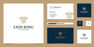 elegante re Leone con elegante grafico design e nome carta ispirazione lusso design logo vettore