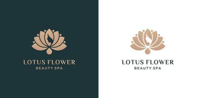 bellissimo donna viso e loto fiore logo design vettore