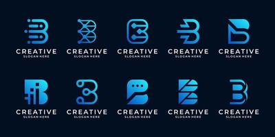 impostato di collezione iniziale lettera B logo modello. creativo astratto monogramma icona per moderno attività commerciale, digitale marketing, tecnologia. vettore