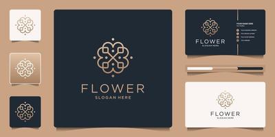minimalista fiore logo ornamento con linea arte stile. lusso modello attività commerciale carta design. vettore