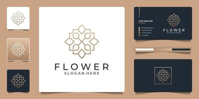minimalista bellezza floreale logo con geometrico concetto. astratto lusso fiore logo design e attività commerciale carta marchio. vettore