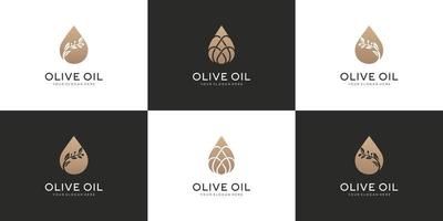 impostato collezione oliva olio, simboli per bellezza salone, cura della pelle, cosmetici, yoga e terme prodotti. vettore