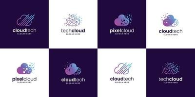 impostato di creativo nube Tech logo design. idea simbolo per tecnologia, digitale, Internet, informatica, eccetera. vettore