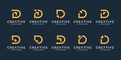 set di modello di progettazione logo lettera d creativa. icone per affari di tecnologia e digitale, finanza, marketing, trasporti. vettore