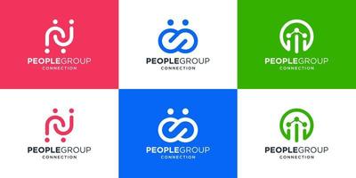 impostato di persone connessione logo design modello. minimalista collezione sociale gruppo, famiglia e unità. vettore