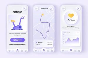 kit di design neumorfico unico per l'allenamento fitness vettore