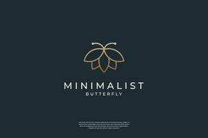 minimalista elegante farfalla logo design ispirazione vettore