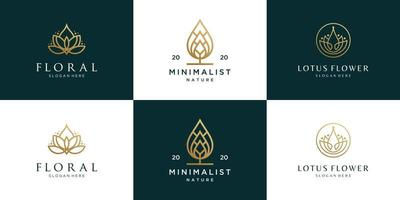 impostato collezione minimalista floreale e foglia logo design femminile lusso linea arte. vettore