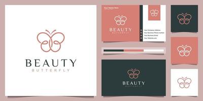 farfalla logo design e attività commerciale carta. bellezza logo concetto con infinito ciclo continuo rivestimento stile. vettore