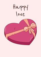 San Valentino giorno saluto carta con cioccolatini nel un' scatola. vettore illustrazione