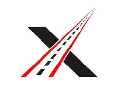 trasporto logo con X lettera concetto. strada logo design modello vettore