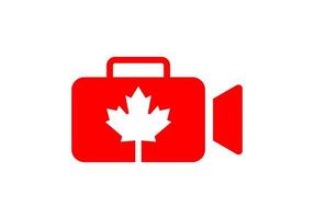 canadese videografia logo design. videografia logo con canadese leggere acero foglia modello. video telecamera icona design vettore