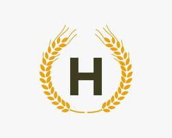 lettera h agricoltura logo design con Grano simbolo vettore