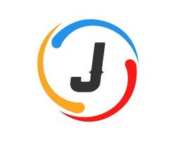 lettera j tecnologia logo design vettore