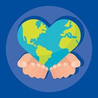 banner di beneficenza e donazione con pianeta a forma di cuore vettore