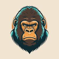 gorilla testa logo portafortuna design modello. scimmia logo vettore illustrazione