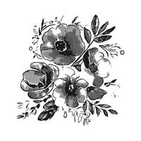 arte collezione di naturale floreale erbaceo le foglie fiori nel silhouette stile. decorativo bellezza elegante illustrazione per mano disegnato floreale design vettore