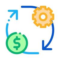 Ingranaggio modificare i soldi icona vettore schema illustrazione