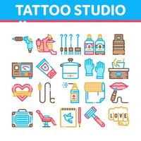 tatuaggio studio attrezzo collezione icone impostato vettore