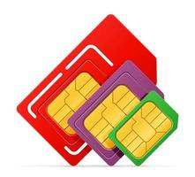 set di chip colorati per sim card vettore