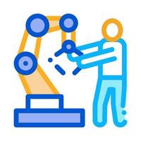 uomo e robot braccio icona vettore schema illustrazione