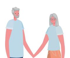 cartoni animati di uomo e donna senior che tengono le mani vettore