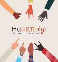 umanità diversa ma uguale e diversità mani vettore