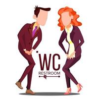 ufficio bagno cartello vettore. femmina, maschio. bagno, toilette etichetta. isolato cartone animato illustrazione