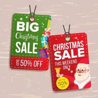 nuovo anno vendita tag vettore. colorato shopping sconti adesivi. Santa claus. sconto concetto. stagione Natale vendita promozione illustrazione vettore