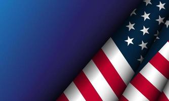 avvicinamento di americano Stati Uniti d'America bandiera, stelle e strisce, unito stati di America su blu sfondo vettore