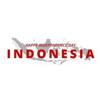 contento indipendenza giorno Indonesia vettore striscione. Indonesia carta geografica sfondo illustrazione manifesto piatto design illustrazione