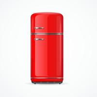 realistico dettagliato 3d Vintage ▾ rosso frigo. vettore