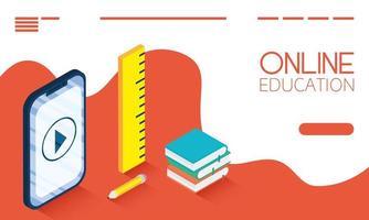 banner di formazione online ed e-learning con smartphone vettore